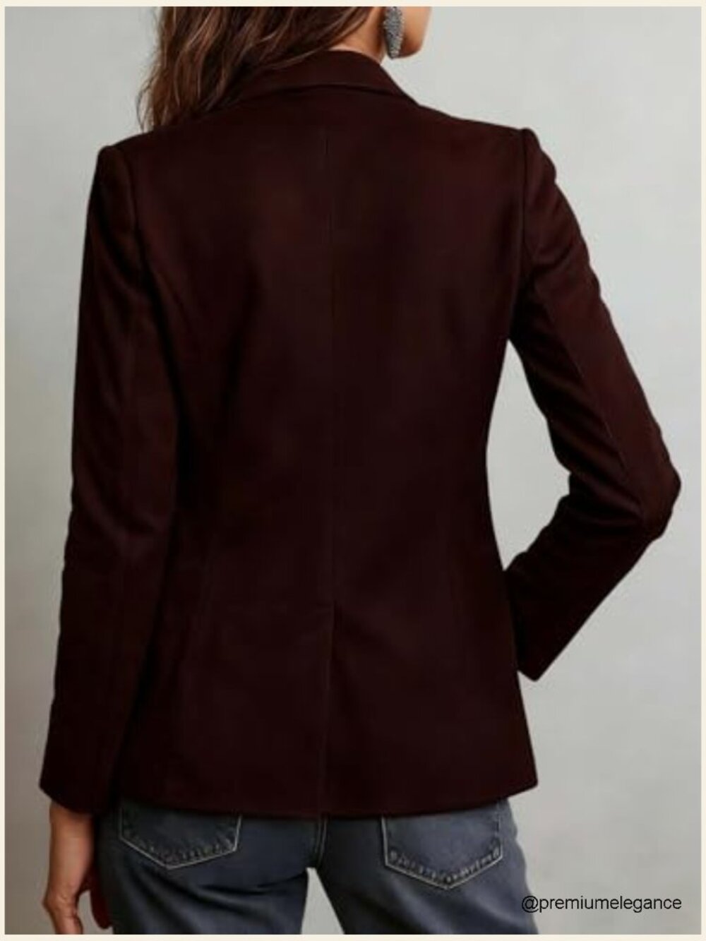 Faux Suede Blazer Jacket Notched Collar Slim Fit Business Casual Coat - Picture 3 of 3